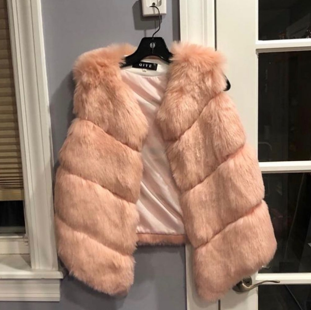 Pink faux fur vest